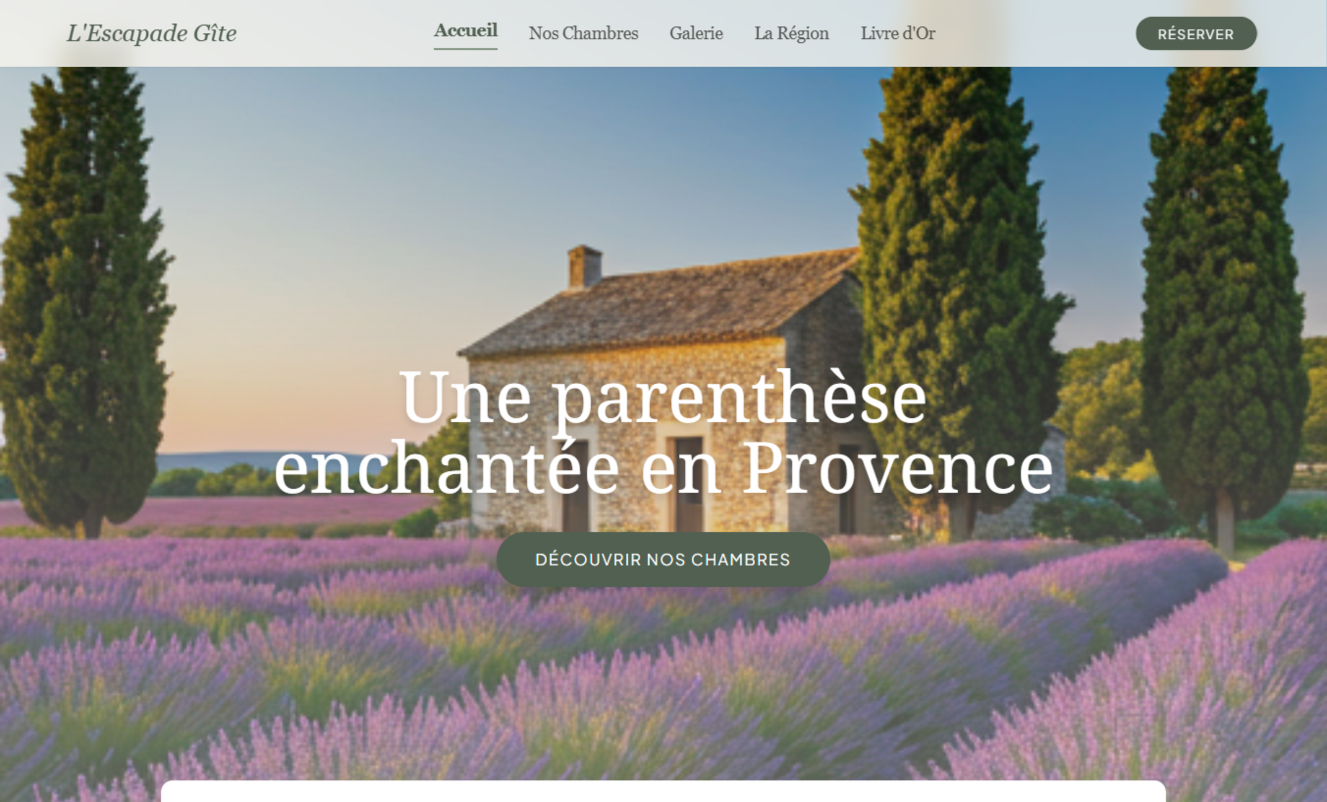 Exemple de site gîte et chambre d'hôtes